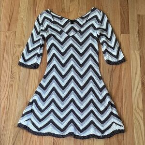 Mango Black and White Knit dress